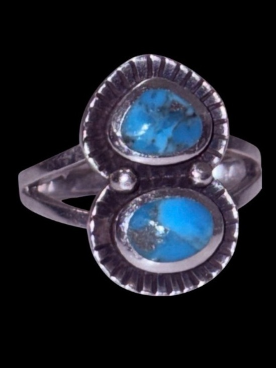 Jewelry - Turquoise in a “Snake Eyes” 925 Sterling Silver Setting